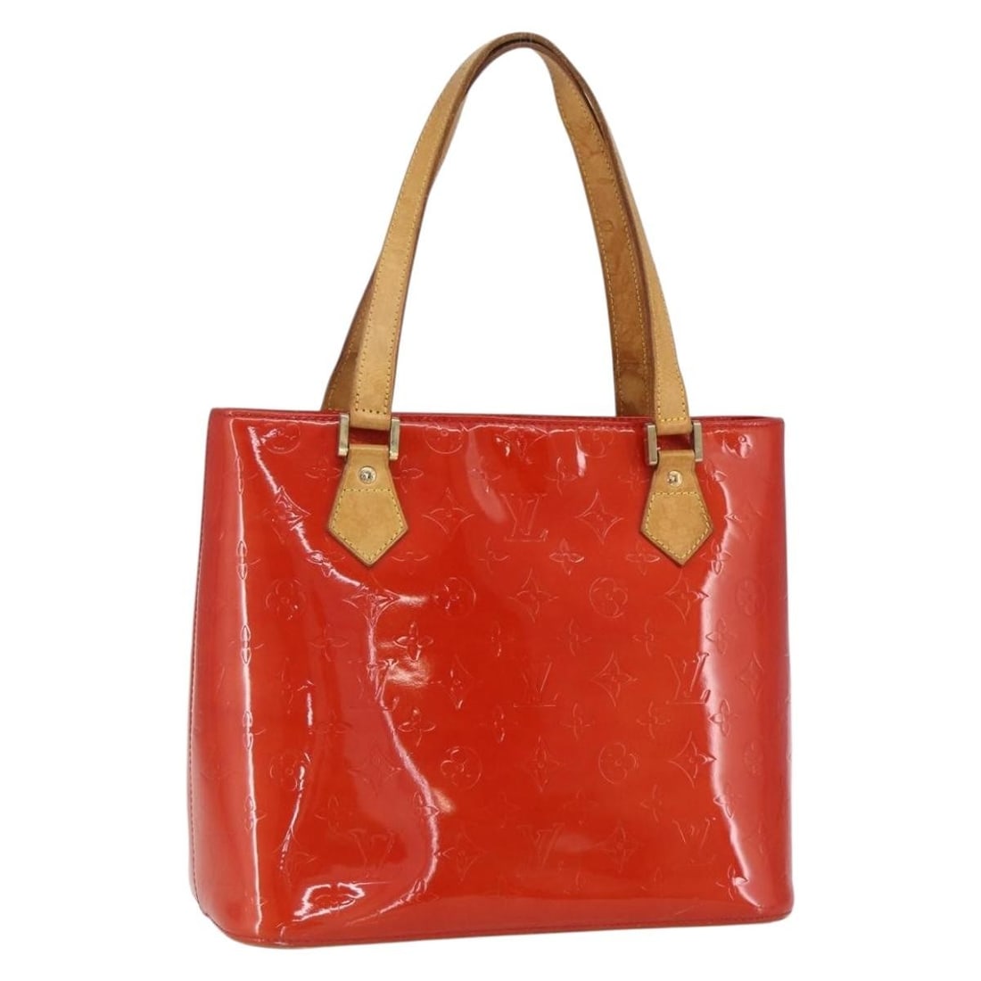 Louis Vuitton Houston Rouge Vernis Patent Leather Handbag M91092: Louis Vuitton Houston Rouge Vernis Patent Leather Handbag M91092 This Louis Vuitton Houston handbag from the Monogram Vernis collection features a glossy patent leather exterior in rouge. The bag is m