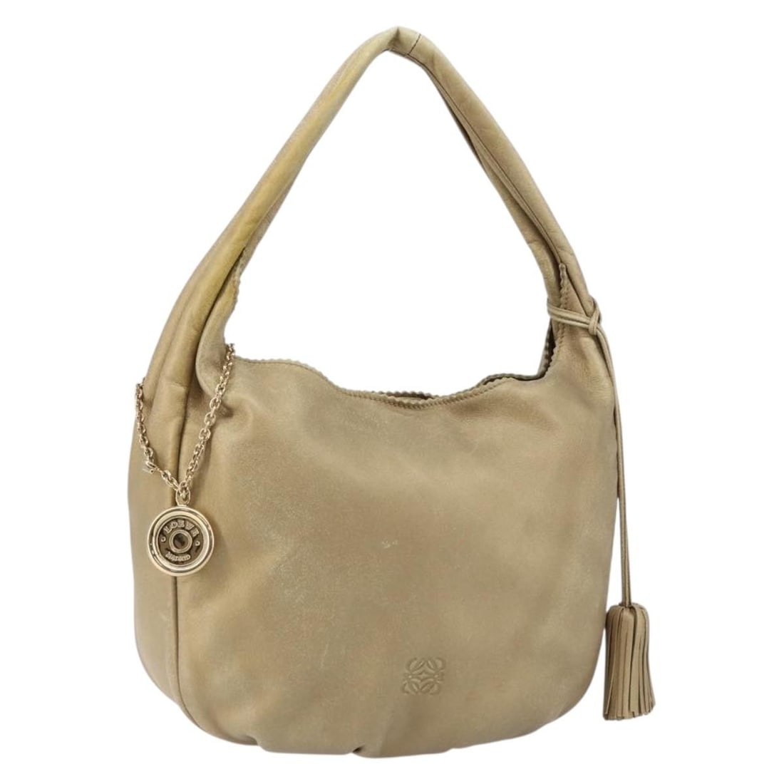 LOEWE Beige Gold Leather Shoulder Bag Spain Auth EP11142 (1 of 18)