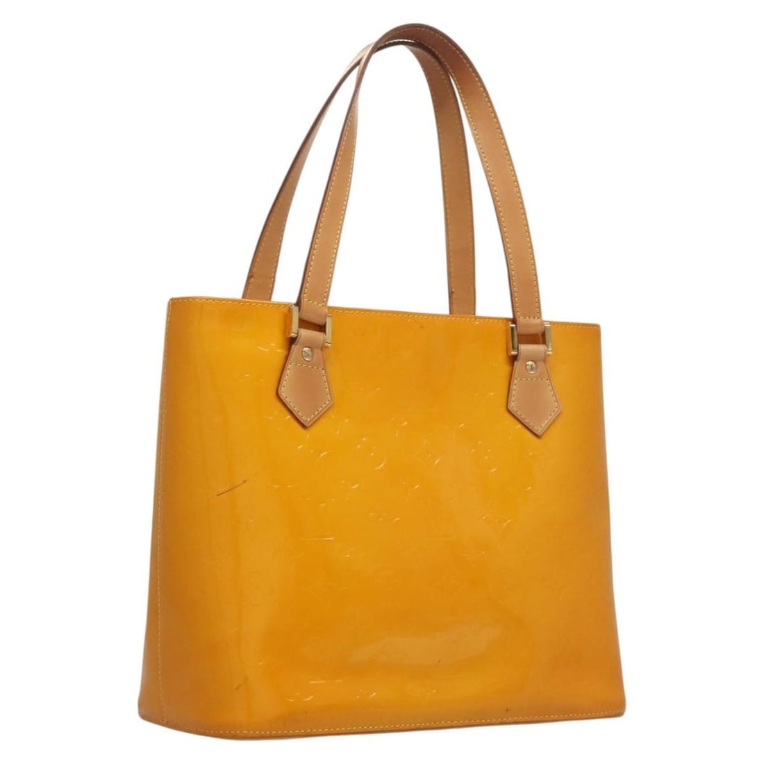 LOUIS VUITTON Monogram Vernis Houston Hand Bag Jaune M91121 Auth Spain: LOUIS VUITTON Monogram Vernis Houston Hand Bag Jaune M91121 Auth Spain This Louis Vuitton Monogram Vernis Houston Hand Bag in a striking Jaune color is a stylish accessory crafted from premium patent