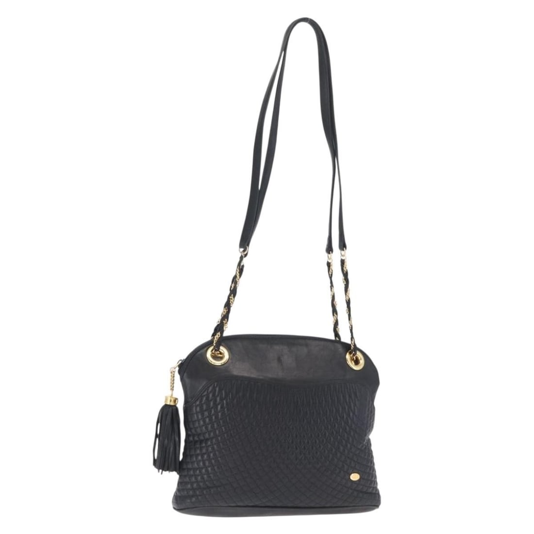 Bally Navy Leather Shoulder Bag with Chain Strap Gold Details Italy: Bally Navy Leather Shoulder Bag with Chain Strap Gold Details Italy This Bally chain shoulder bag is crafted from navy leather with gold-tone accents. Made in Italy, the bag features a structured silh