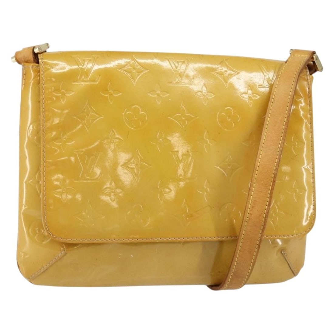 LOUIS VUITTON Monogram Vernis Thompson Street Bag Beige M91301 Patent Leather: LOUIS VUITTON Monogram Vernis Thompson Street Bag Beige M91301 Patent Leather This Louis Vuitton Monogram Vernis Thompson Street Bag is a stylish shoulder bag crafted from beige patent leather. Its el