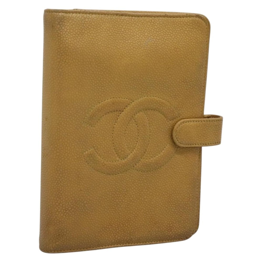 CHANEL Coco Mark Day Planner Cover Caviar Skin Beige Gold Auth BA4033 (1 of 18)