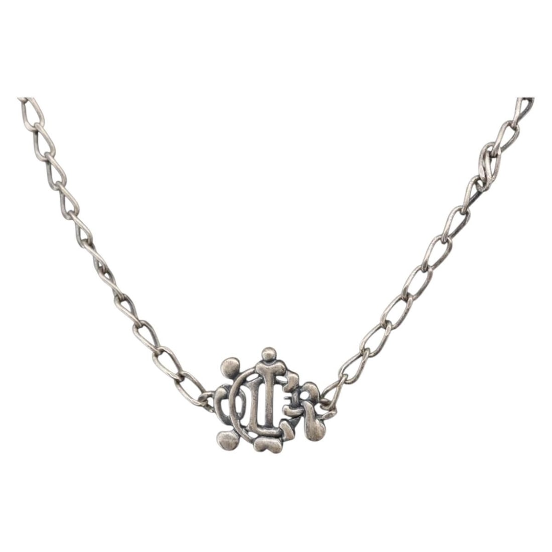Christian Dior Silver Metal Necklace Auth 143373 (1 of 12)