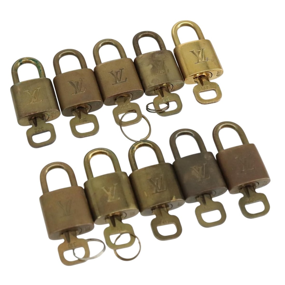 LOUIS VUITTON Gold Tone Padlock 10pc Set Authentic Metal France (1 of 8)