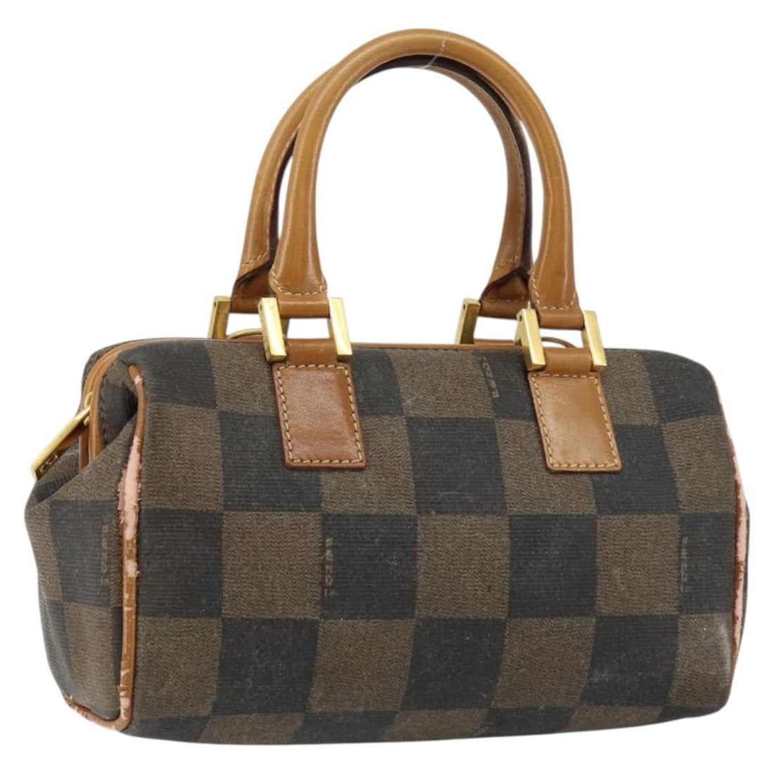 FENDI Pecan Canvas Hand Bag PVC Black Brown Italy: FENDI Pecan Canvas Hand Bag PVC Black Brown Italy This authentic Fendi Hand Bag showcases a chic design in a stylish black and brown color scheme. Crafted from durable PVC leather and Pequin canvas, i