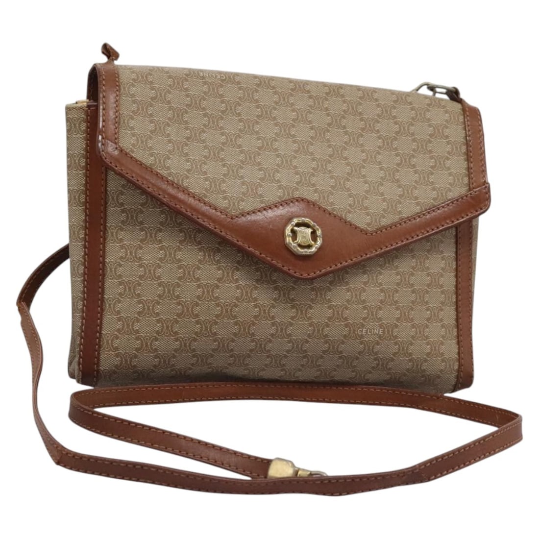 CELINE Beige Macadam Canvas Shoulder Bag Made in Italy (1 of 18)