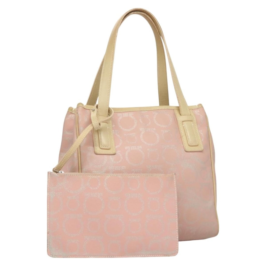 Salvatore Ferragamo Gancini Pink Silver Leather Hand Bag Auth Italy: Salvatore Ferragamo Gancini Pink Silver Leather Hand Bag Auth Italy This Salvatore Ferragamo Gancini Hand Bag is a stylish accessory handcrafted in Italy. Made from high-quality leather, this bag feat