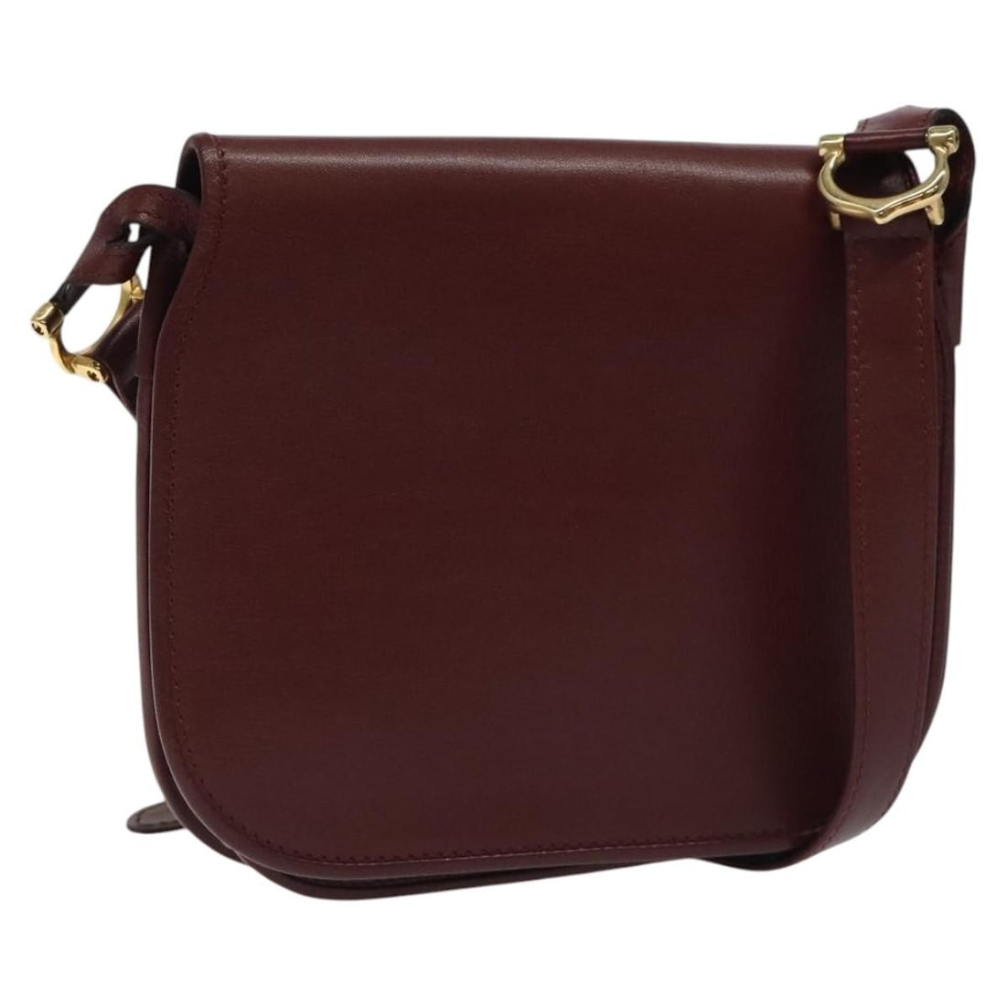 CARTIER Must Line Wine Red Leather Shoulder Bag Gold Accents (1 of 18)