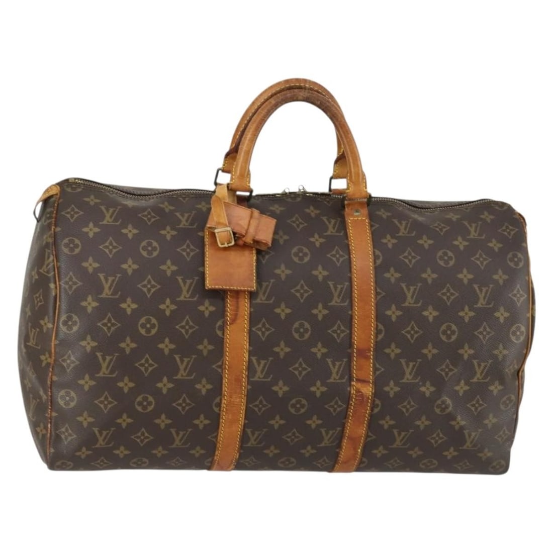 Louis Vuitton Keepall 50 Monogram Canvas Boston Bag M41426 with Name Tag: Louis Vuitton Keepall 50 Monogram Canvas Boston Bag M41426 with Name Tag This Louis Vuitton Monogram Keepall 50 Boston Bag features the iconic monogram canvas exterior and is styled as a classic Bosto