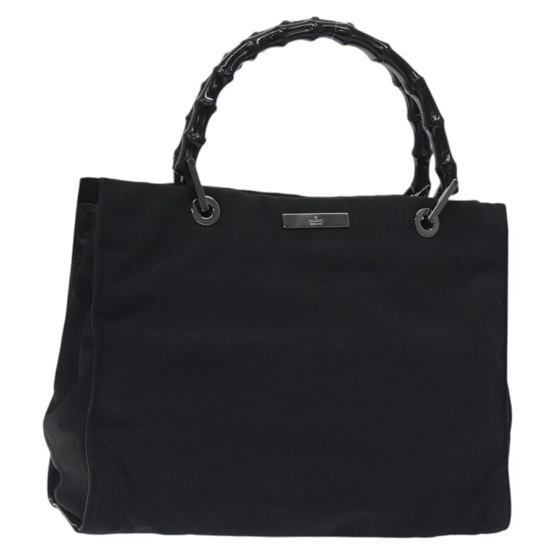 GUCCI Bamboo Hand Bag Canvas Black Silver 002 1016 Authentic Italy: GUCCI Bamboo Hand Bag Canvas Black Silver 002 1016 Authentic Italy This GUCCI Bamboo Hand Bag combines elegance with practicality, crafted from high-quality canvas in a striking black and silver color