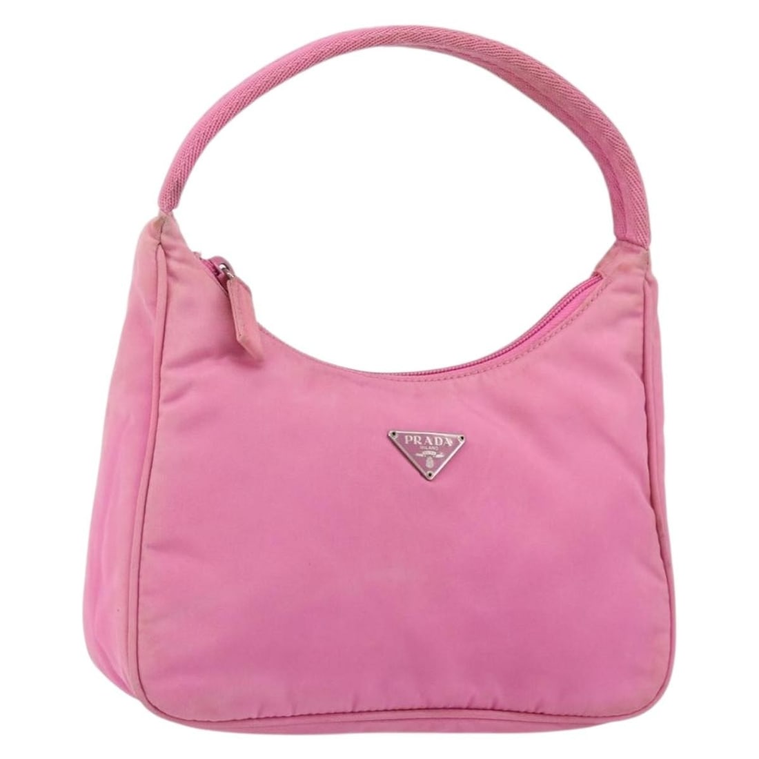 PRADA Pink Silver Nylon Hand Bag Auth 155318 Italy (1 of 18)