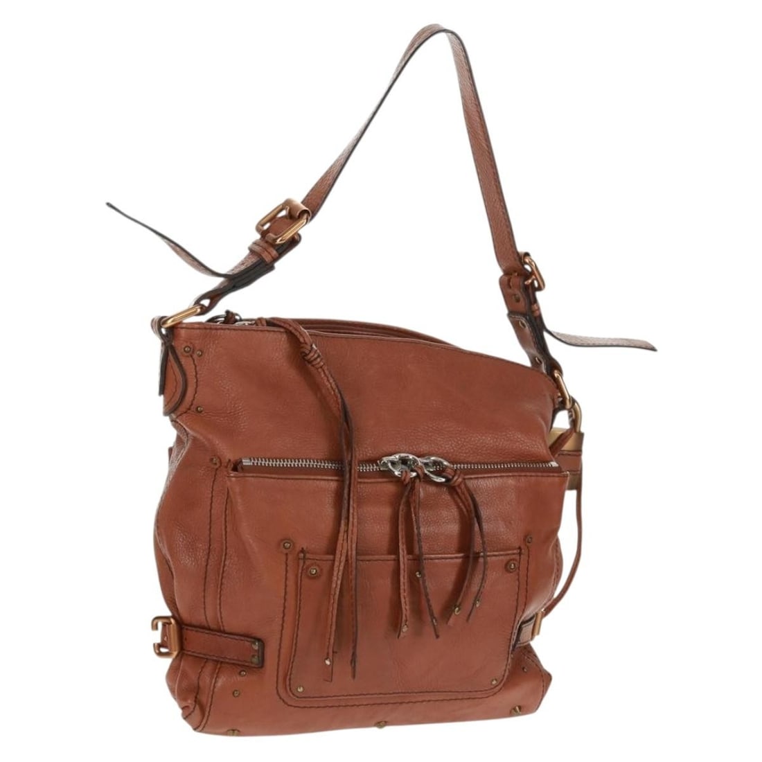 Brown Leather Chloe Paddington Shoulder Bag with Gold and Silver Accents (1 of 18)