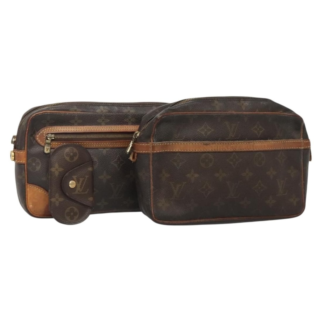 LOUIS VUITTON Monogram Clutch Bag 3 Piece Set Auth (1 of 18)