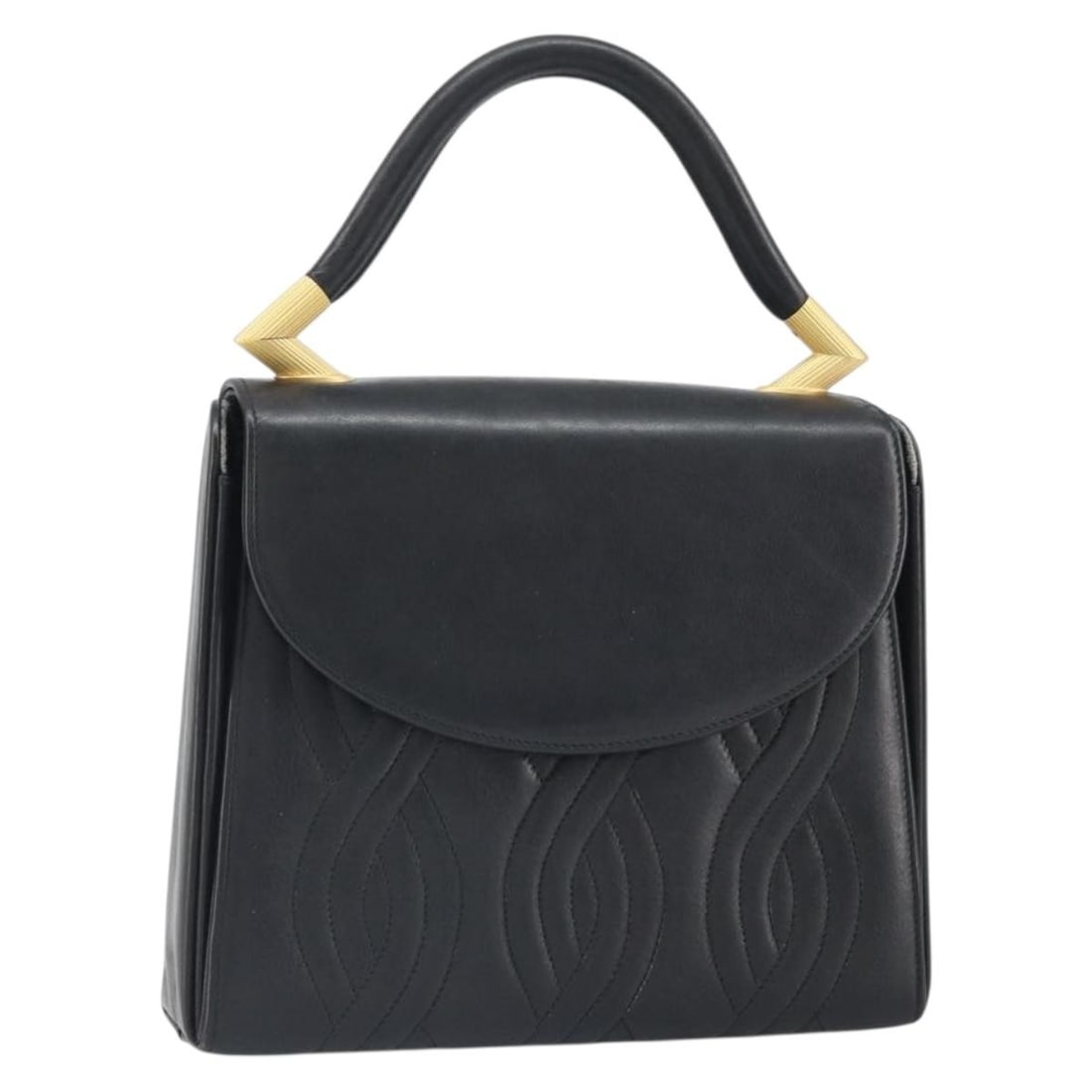 Fendi Black and Gold Leather Handbag Made in Italy (1 of 18)