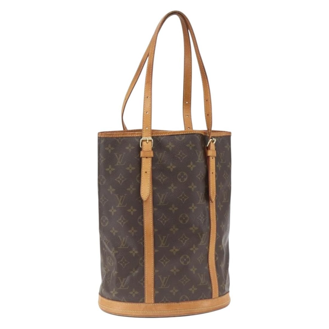 Louis Vuitton Monogram Canvas Bucket GM M42236 Shoulder Bag: Louis Vuitton Monogram Canvas Bucket GM M42236 Shoulder Bag This Louis Vuitton Monogram Bucket GM shoulder bag features the iconic monogram canvas exterior with natural leather trim. The bag is equipp