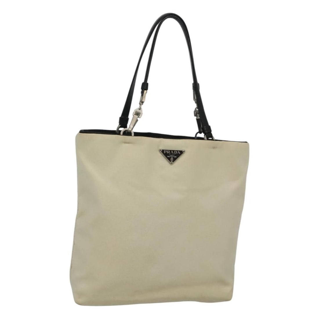 PRADA White Silver Nylon Hand Bag Made in Italy Authenticated (1 of 18)