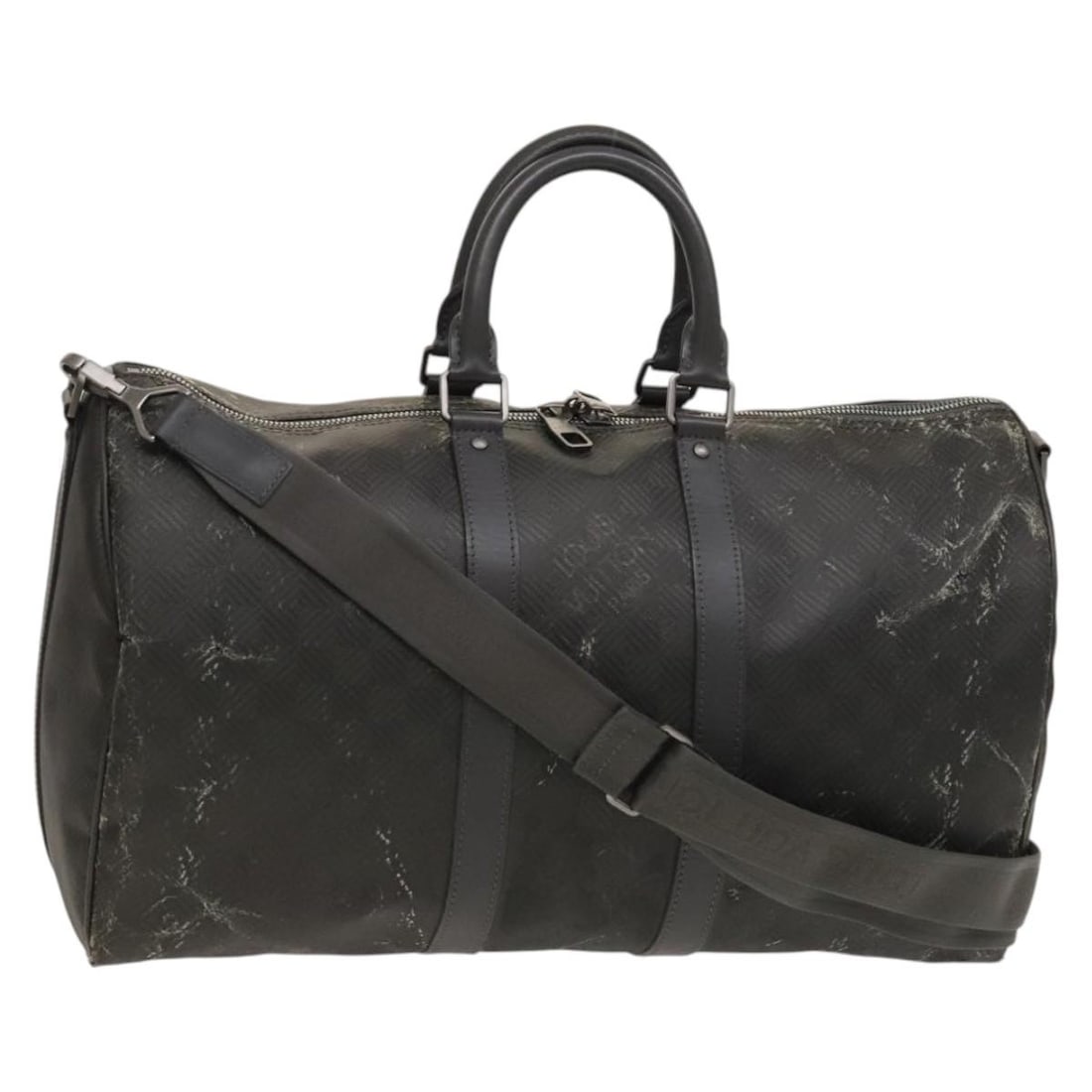 LOUIS VUITTON Damier Carbon Keepall 45 Boston Bag Black N41415 Auth France: LOUIS VUITTON Damier Carbon Keepall 45 Boston Bag Black N41415 Auth France The LOUIS VUITTON Damier Carbon Keepall 45 Boston Bag is a luxurious travel companion crafted from durable Damier Ebene Canva