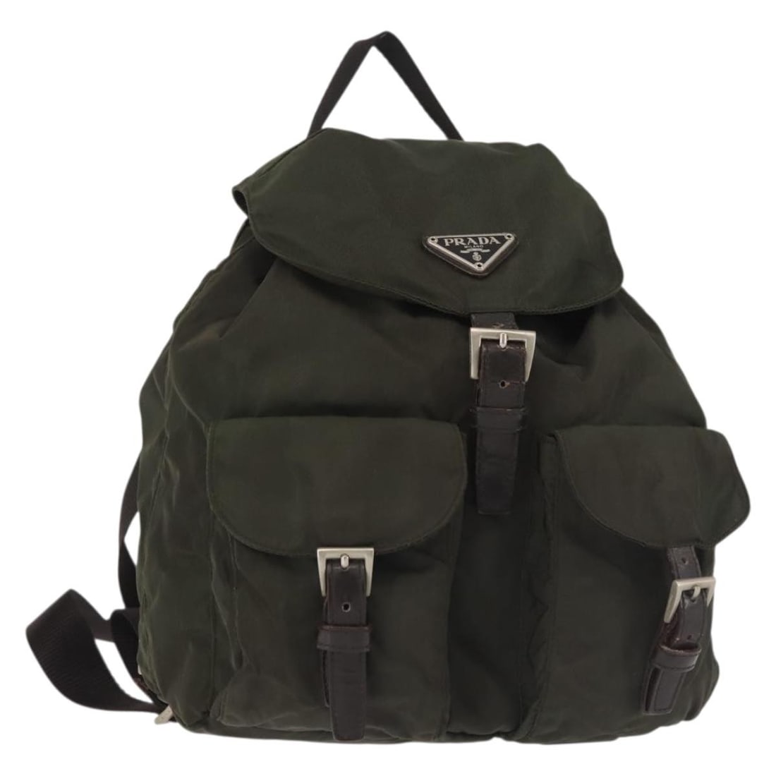 PRADA Khaki Silver Nylon Backpack Authentic Italy hk3056 (1 of 18)