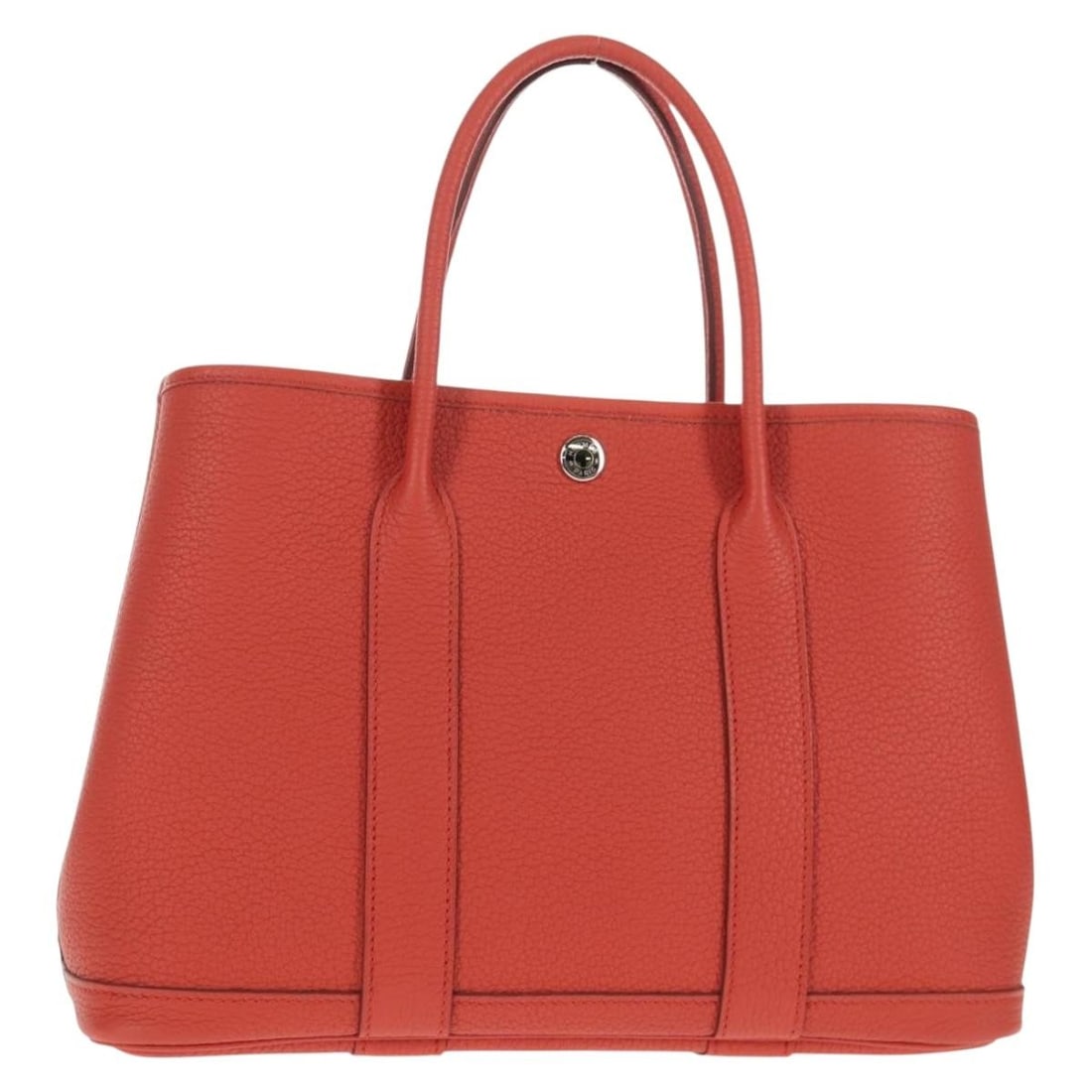 HERMES Garden Party TPM Hand Bag Leather Orange Silver Auth B#MM (1 of 18)