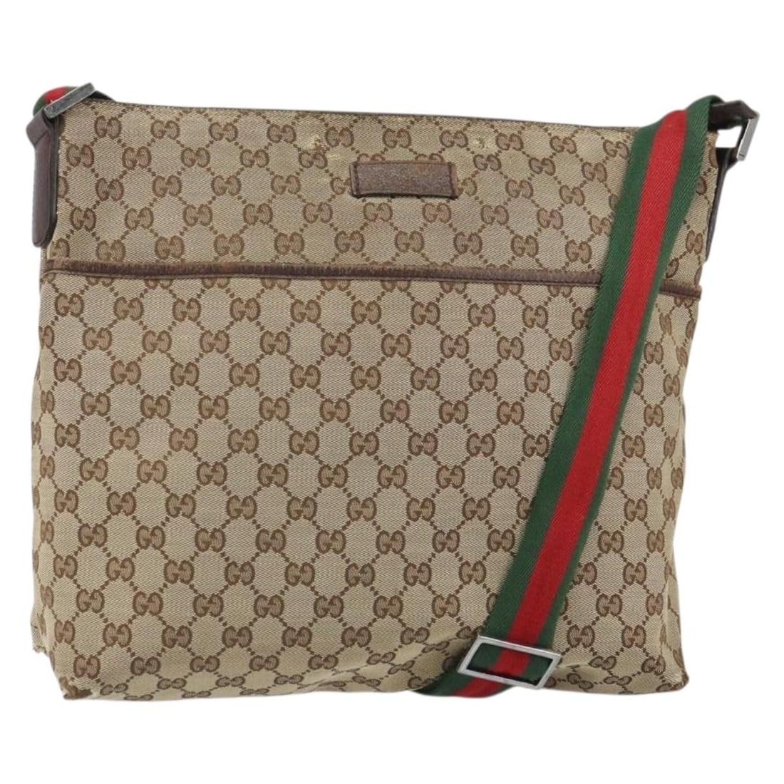 Beige Silver GG Canvas Shoulder Bag by Gucci Model 189751: Beige Silver GG Canvas Shoulder Bag by Gucci Model 189751 This is a Gucci GG Canvas Web Sherry Line shoulder bag in beige and silver. Crafted from GG canvas, the bag features a spacious interior and a