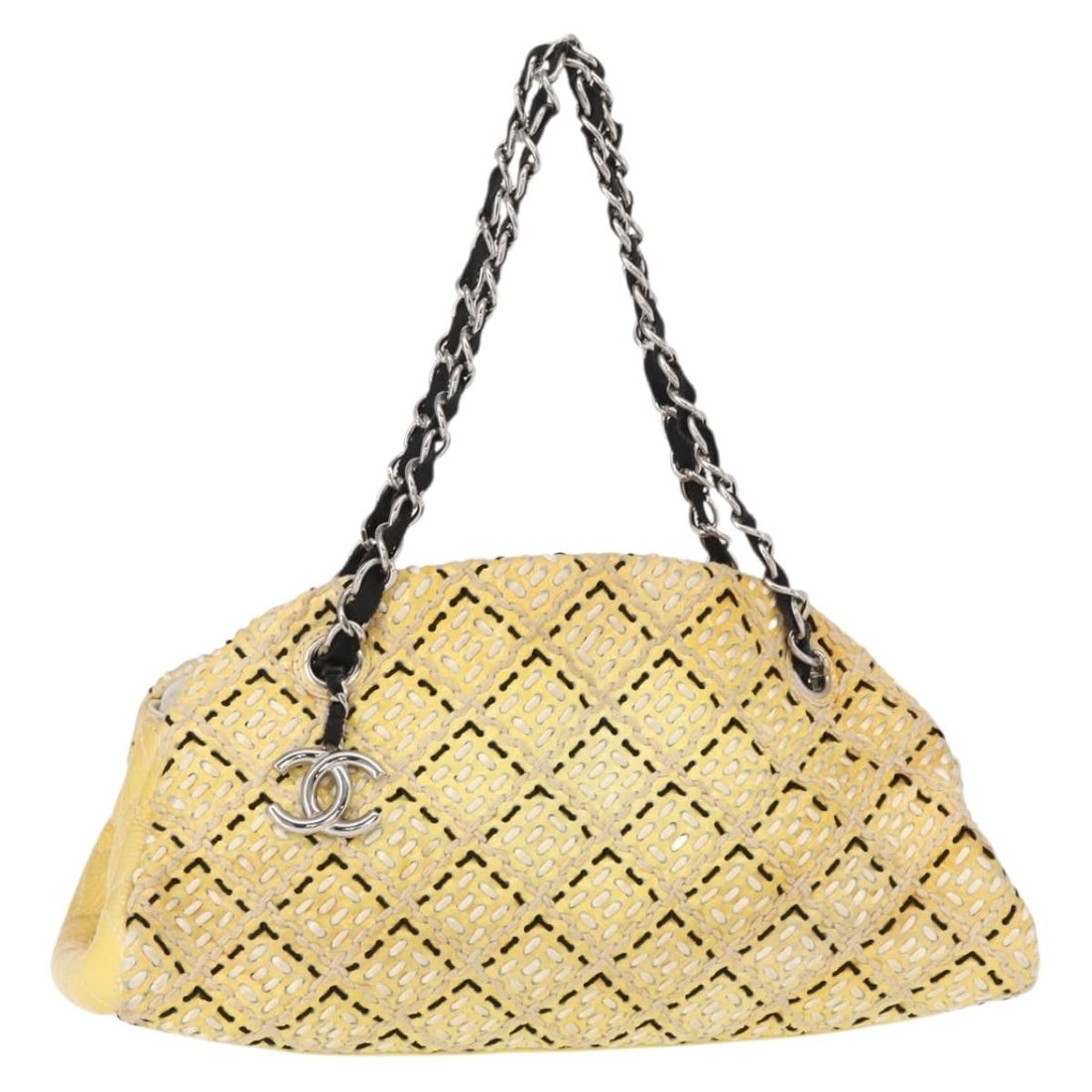 CHANEL Mademoiselle Yellow Silver Enamel Shoulder Bag Auth BS30996 (1 of 18)