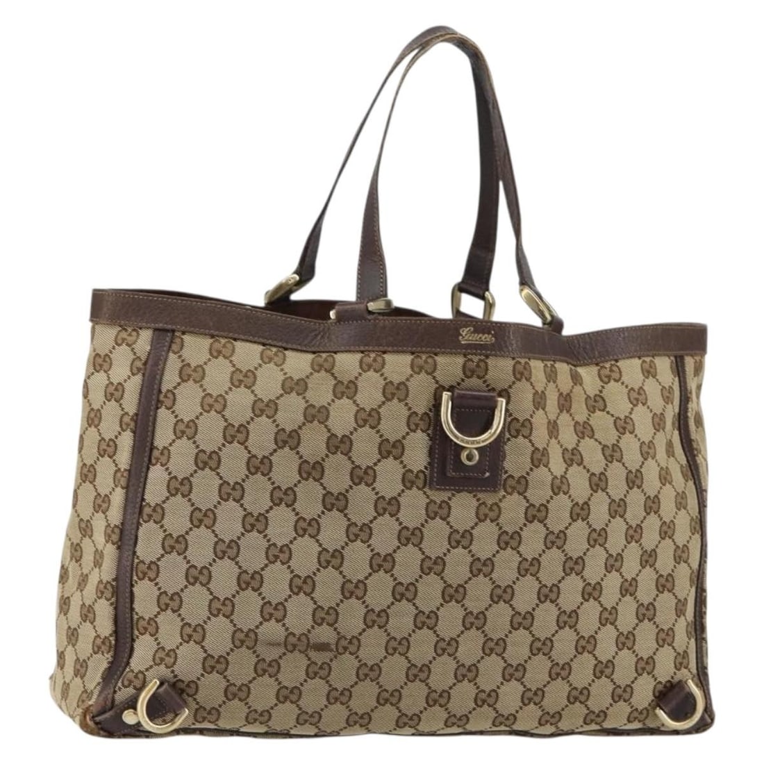 Beige and Gold GG Canvas Gucci Tote Bag Model 141472: Beige and Gold GG Canvas Gucci Tote Bag Model 141472 This is a Gucci GG Canvas Tote Bag in beige and gold. The bag features the signature GG canvas exterior and is crafted in Italy. It has a spacious