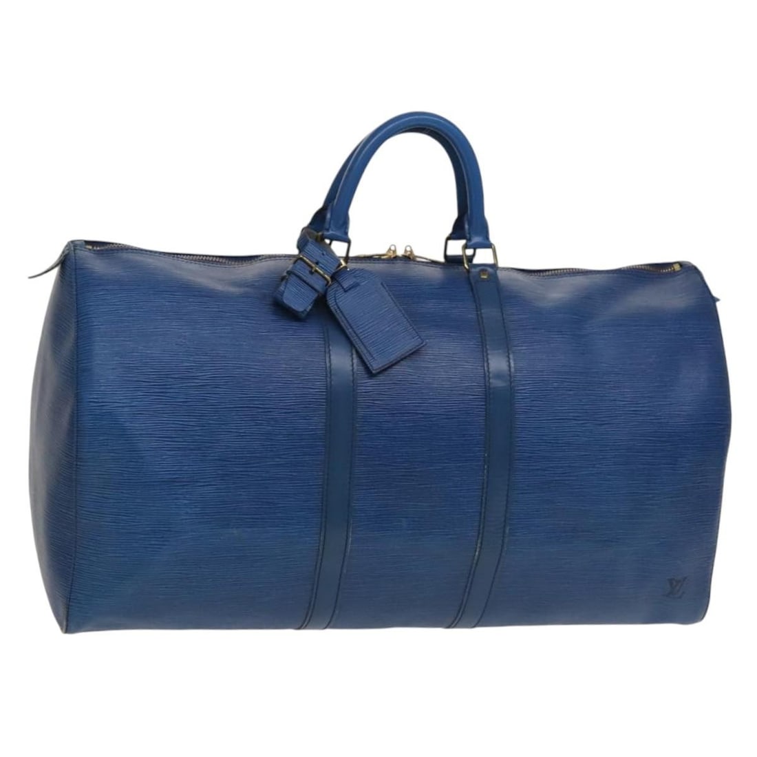 LOUIS VUITTON Epi Keepall 60 Blue Boston Bag M42945 Auth France (1 of 18)