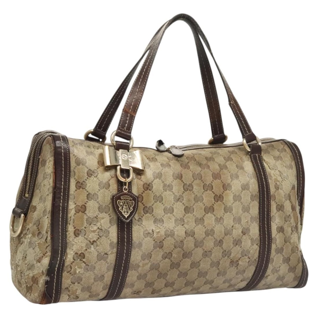 GUCCI GG Crystal Brown Gold Coated Canvas Shoulder Bag 181488 Auth: GUCCI GG Crystal Brown Gold Coated Canvas Shoulder Bag 181488 Auth This authentic GUCCI GG Crystal Shoulder Bag features a stylish coated canvas exterior in a striking brown and gold color combination