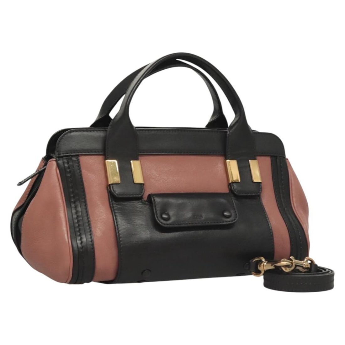 Chloe Alice Leather Hand Bag Pink Black Gold Auth AM8512 (1 of 18)