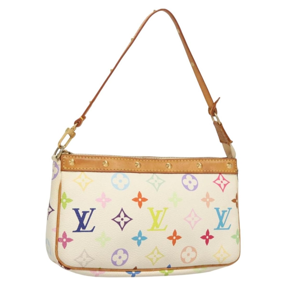 Louis Vuitton Multicolor Pochette Accessoires Pouch M92649 White Canvas: Louis Vuitton Multicolor Pochette Accessoires Pouch M92649 White Canvas This stylish Louis Vuitton Multicolor Pochette Accessoires Pouch is crafted from durable Monogram Multicolor Canvas in a strikin