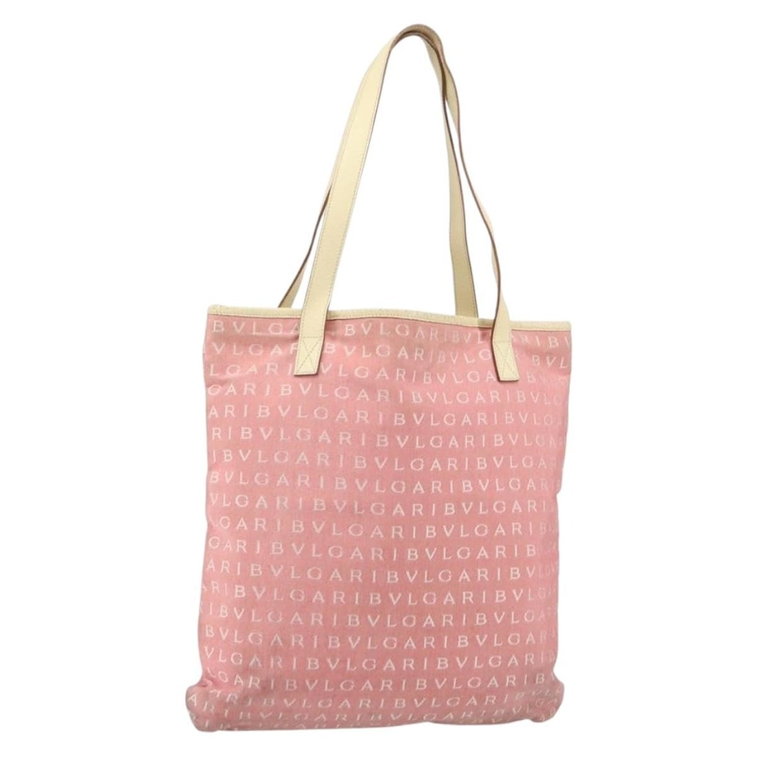Pink Silver Canvas Logo Mania Tote from BVLGARI Italy (1 of 18)