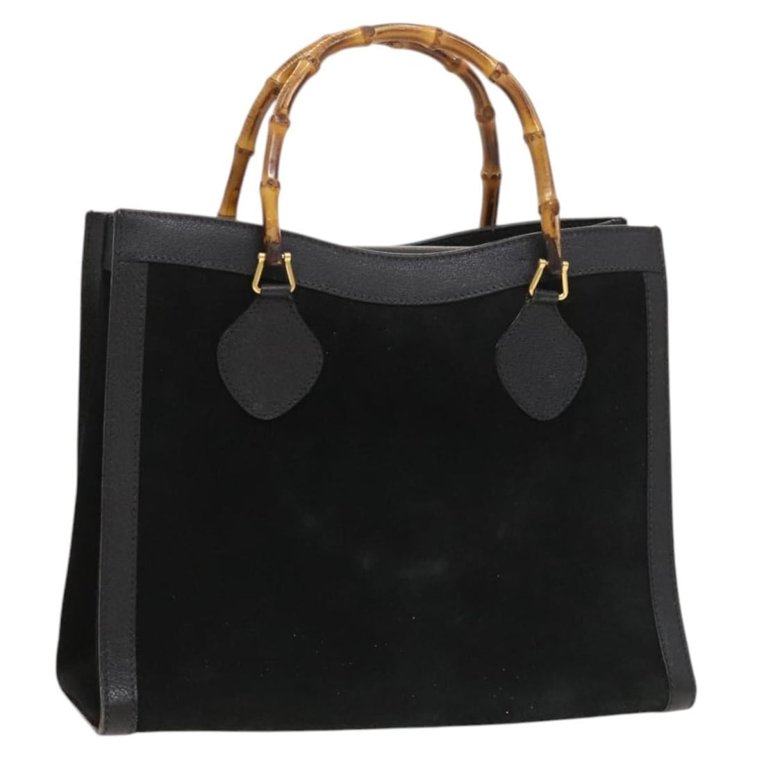 GUCCI Bamboo Suede Hand Bag Black Gold Authentic 002 2853 0260 0 (1 of 18)