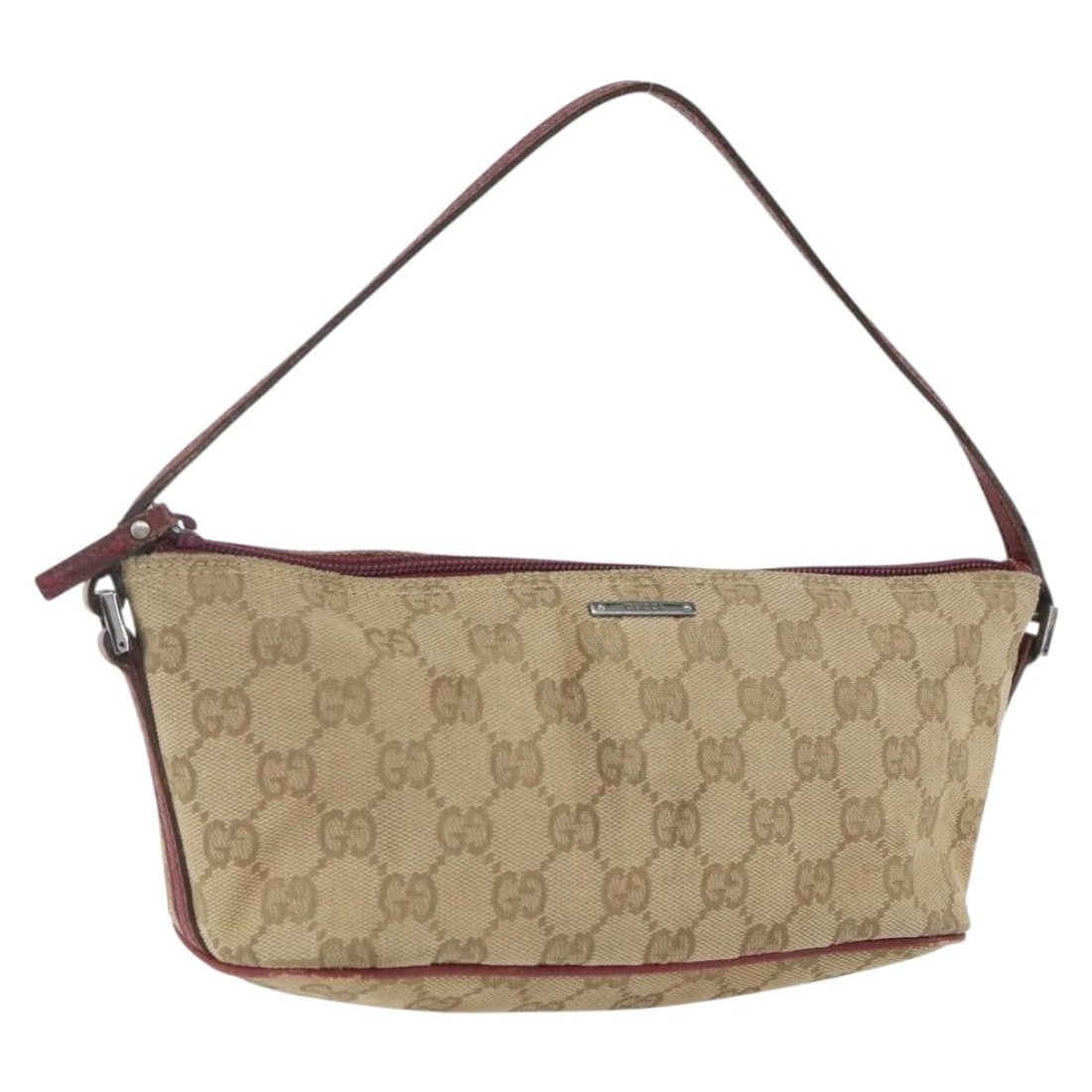 Beige Silver Gucci GG Canvas Accessory Pouch Model 07198 Italy: Beige Silver Gucci GG Canvas Accessory Pouch Model 07198 Italy This is a Gucci GG Canvas accessory pouch in beige and silver tones. Crafted from Gucci's signature GG canvas, the pouch features a compa