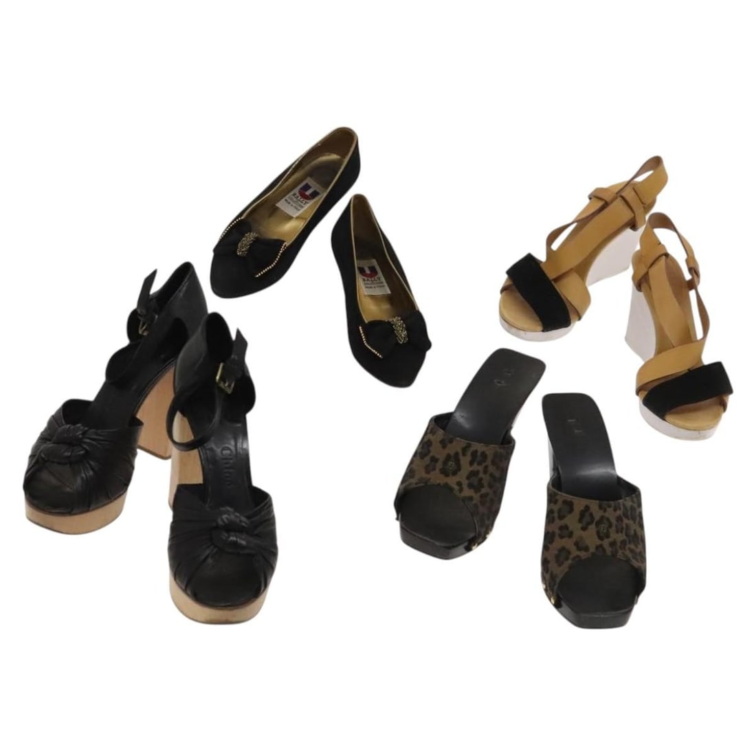 BALLY Leather Sandals Set of 4 White Black Brown Authentic (1 of 18)