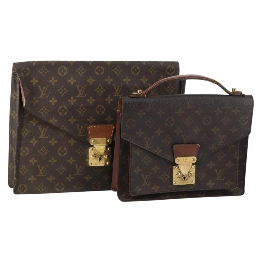 Authentic LOUIS VUITTON Monogram Hand Bag 2Set Vintage Style: Authentic LOUIS VUITTON Monogram Hand Bag 2Set Vintage Style This exquisite LOUIS VUITTON Monogram Bag set features an iconic design crafted from durable Monogram Canvas, representing luxury and sophi