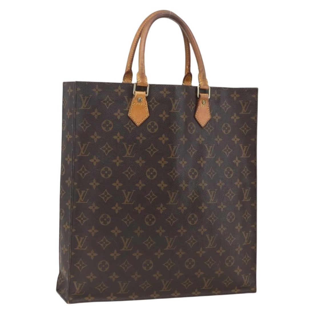 Louis Vuitton Sac Plat Monogram Canvas Handbag M51140 France: Louis Vuitton Sac Plat Monogram Canvas Handbag M51140 France This Louis Vuitton Monogram Sac Plat handbag features the brand's signature monogram canvas exterior. The bag is designed with a spacious i