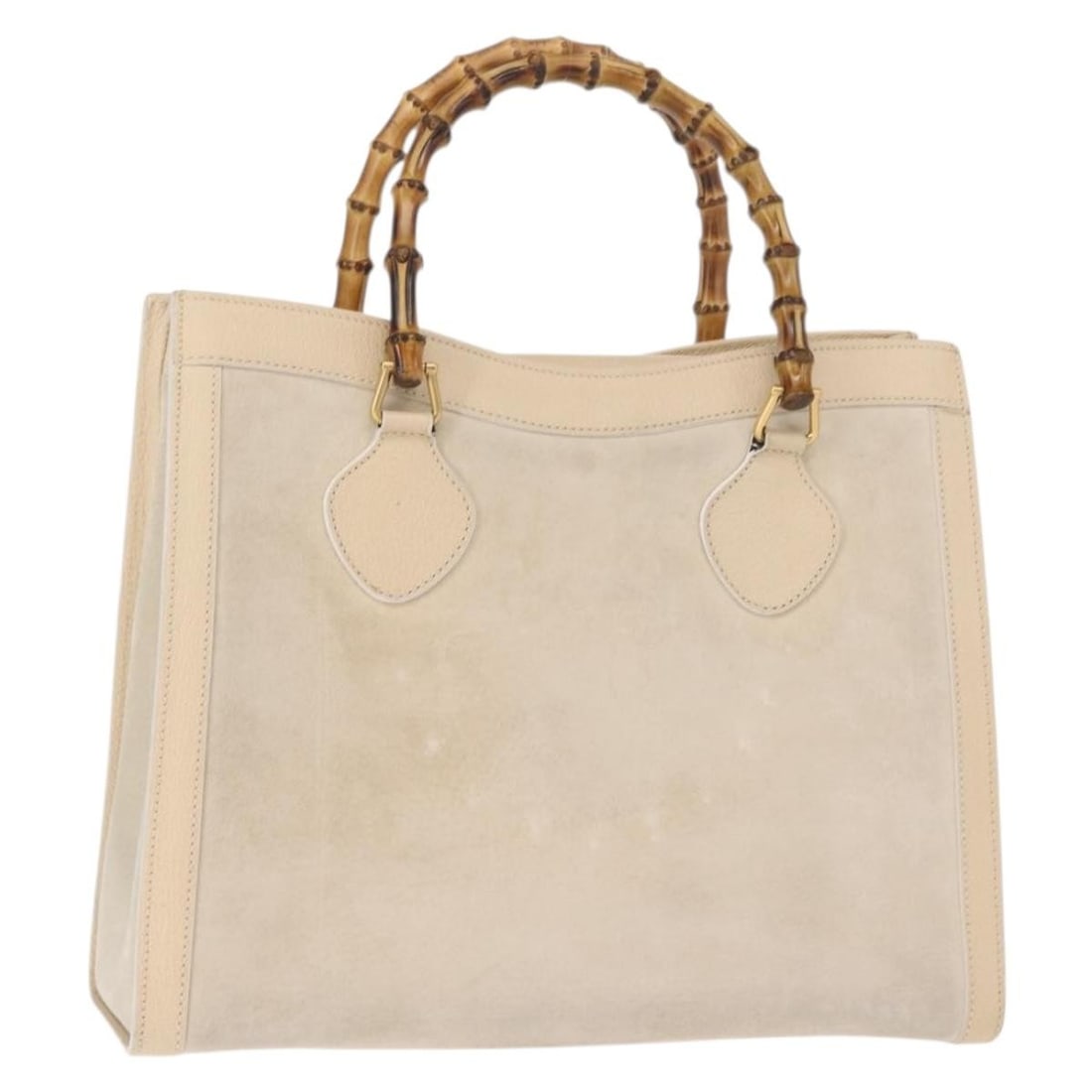 GUCCI Bamboo Hand Bag Suede Light Beige Gold 002 2853 0260 0 Auth (1 of 18)