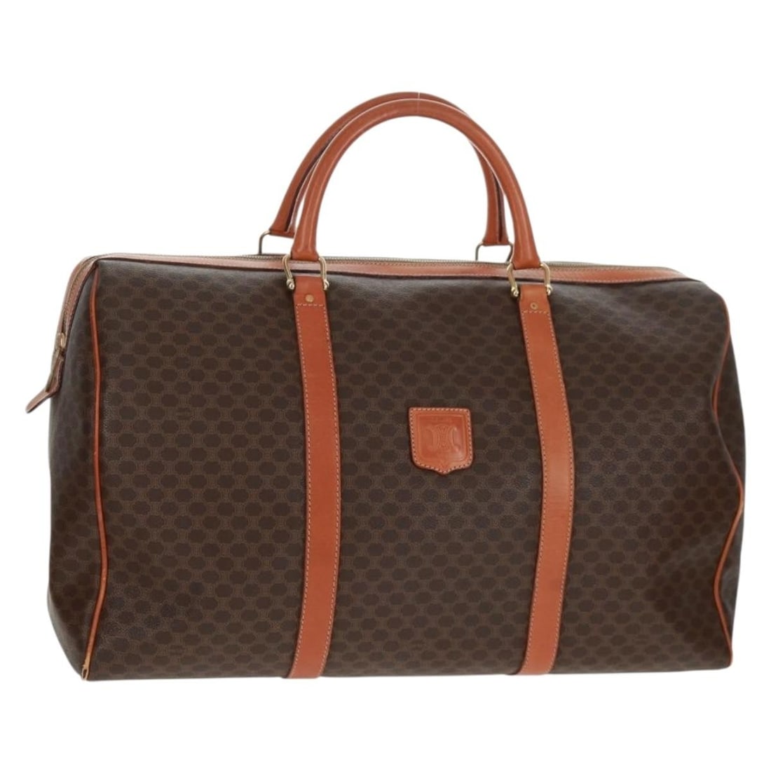 Celine Macadam Brown PVC Leather Boston Bag Gold Accents (1 of 18)