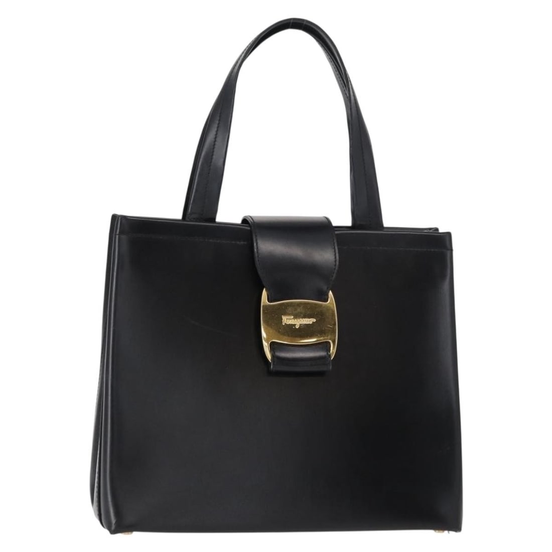 Salvatore Ferragamo Gancini Leather Hand Bag Black Gold Auth 154475: Salvatore Ferragamo Gancini Leather Hand Bag Black Gold Auth 154475 Discover the elegance of the Salvatore Ferragamo Gancini Hand Bag, a luxurious accessory crafted in Italy. This exquisite handbag fe