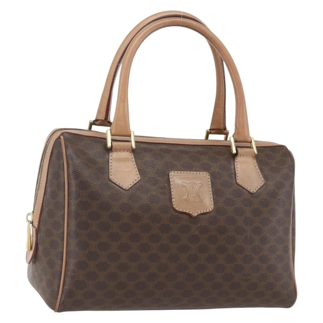 CELINE Brown Macadam Canvas and PVC Leather Handbag with Gold Accents (1 of 18)