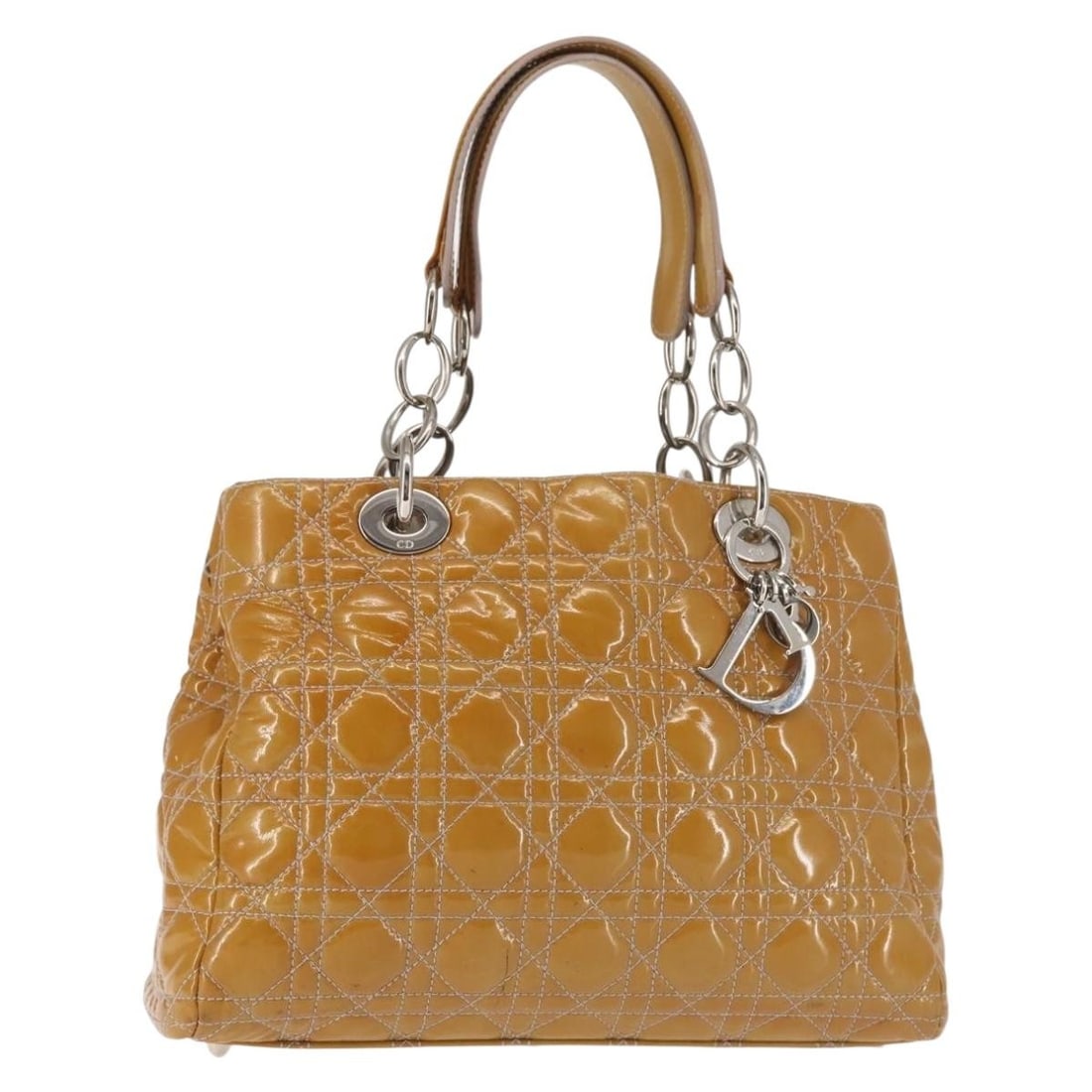 Christian Dior Canage Hand Bag Yellow Enamel Silver Auth Italy: Christian Dior Canage Hand Bag Yellow Enamel Silver Auth Italy This Christian Dior Canage Hand Bag showcases an elegant design in a striking yellow and silver enamel finish. Crafted in Italy, it featu