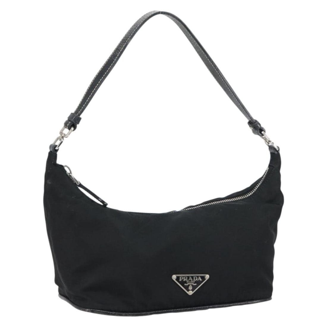 PRADA Black Silver Nylon Shoulder Bag Auth Italy 158820 (1 of 18)