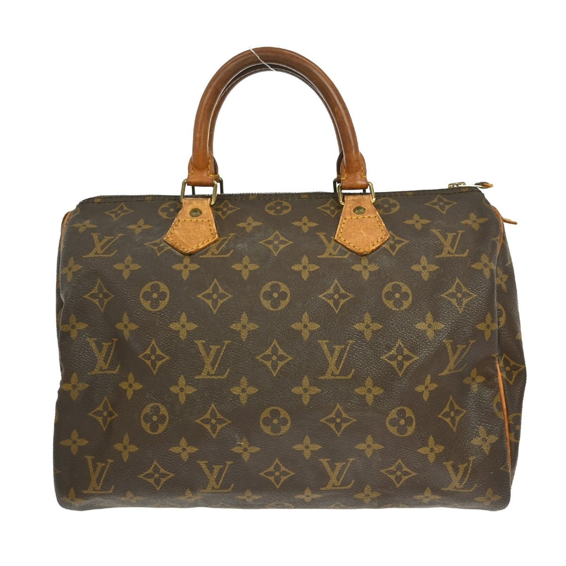 Louis Vuitton Speedy 30 Monogram Canvas Satchel Bag M41526 VI0912: Louis Vuitton Speedy 30 Monogram Canvas Satchel Bag M41526 VI0912 This is a Louis Vuitton Speedy 30 satchel featuring the iconic monogram canvas exterior with beige double leather handles and a brown