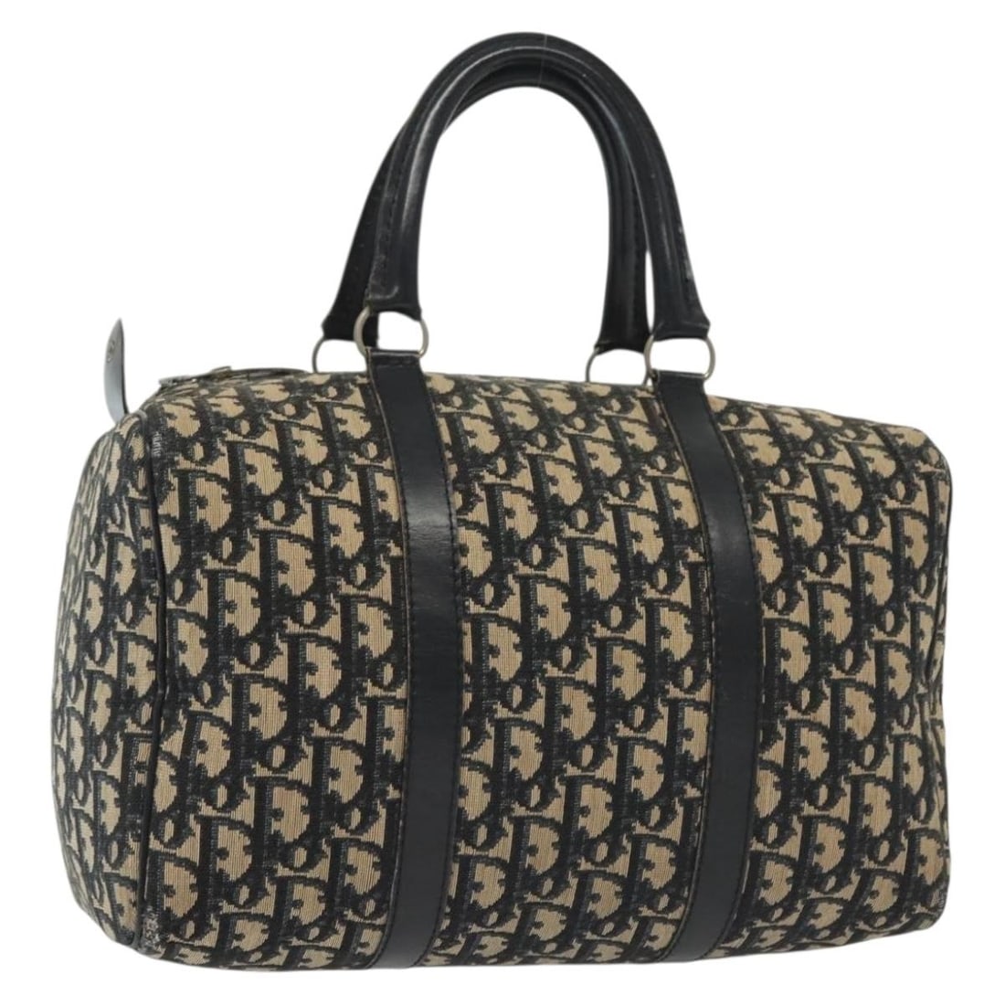 Christian Dior Navy Silver Trotter Canvas Boston Bag Auth (1 of 18)