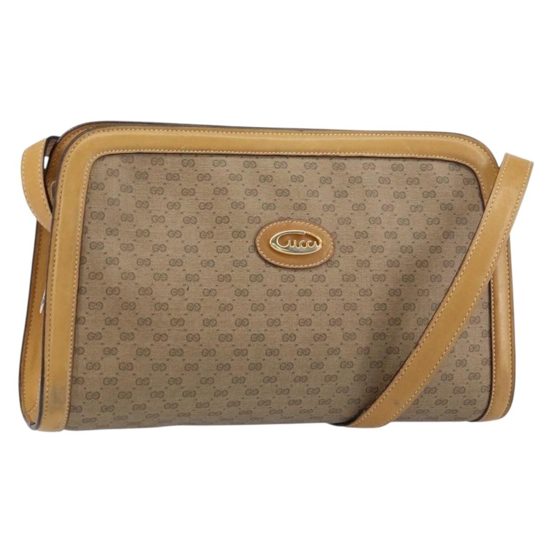 GUCCI Micro GG Supreme Beige Gold Shoulder Bag Auth Italy: GUCCI Micro GG Supreme Beige Gold Shoulder Bag Auth Italy This GUCCI Micro GG Supreme Shoulder Bag is a stylish accessory crafted in Italy, featuring a sophisticated combination of beige PVC leather a