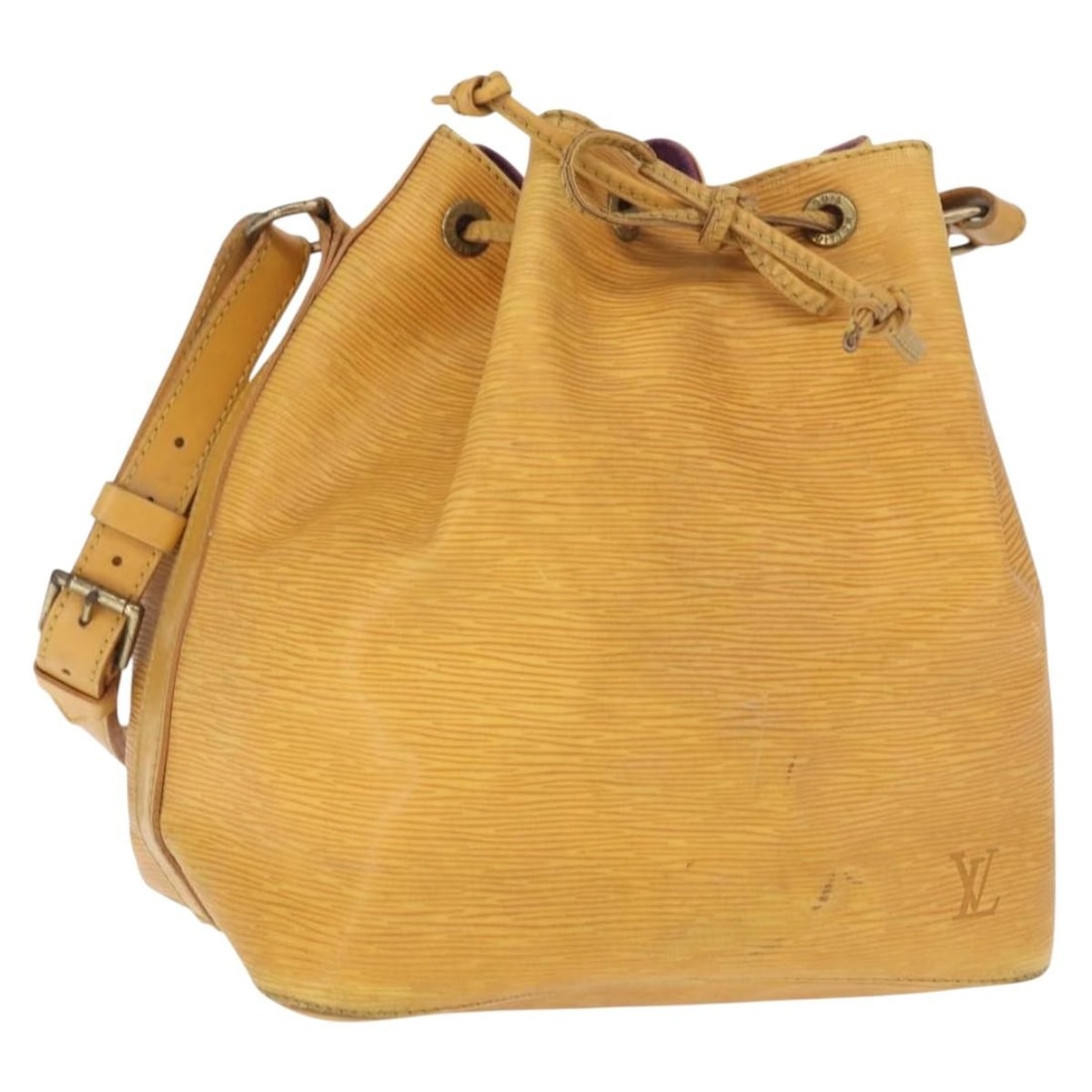 Louis Vuitton Petit Noe Yellow Epi Leather M44109 Shoulder Bag: Louis Vuitton Petit Noe Yellow Epi Leather M44109 Shoulder Bag This Louis Vuitton Epi Petit Noe shoulder bag features a striking yellow Epi leather exterior and an adjustable shoulder strap. The bag i