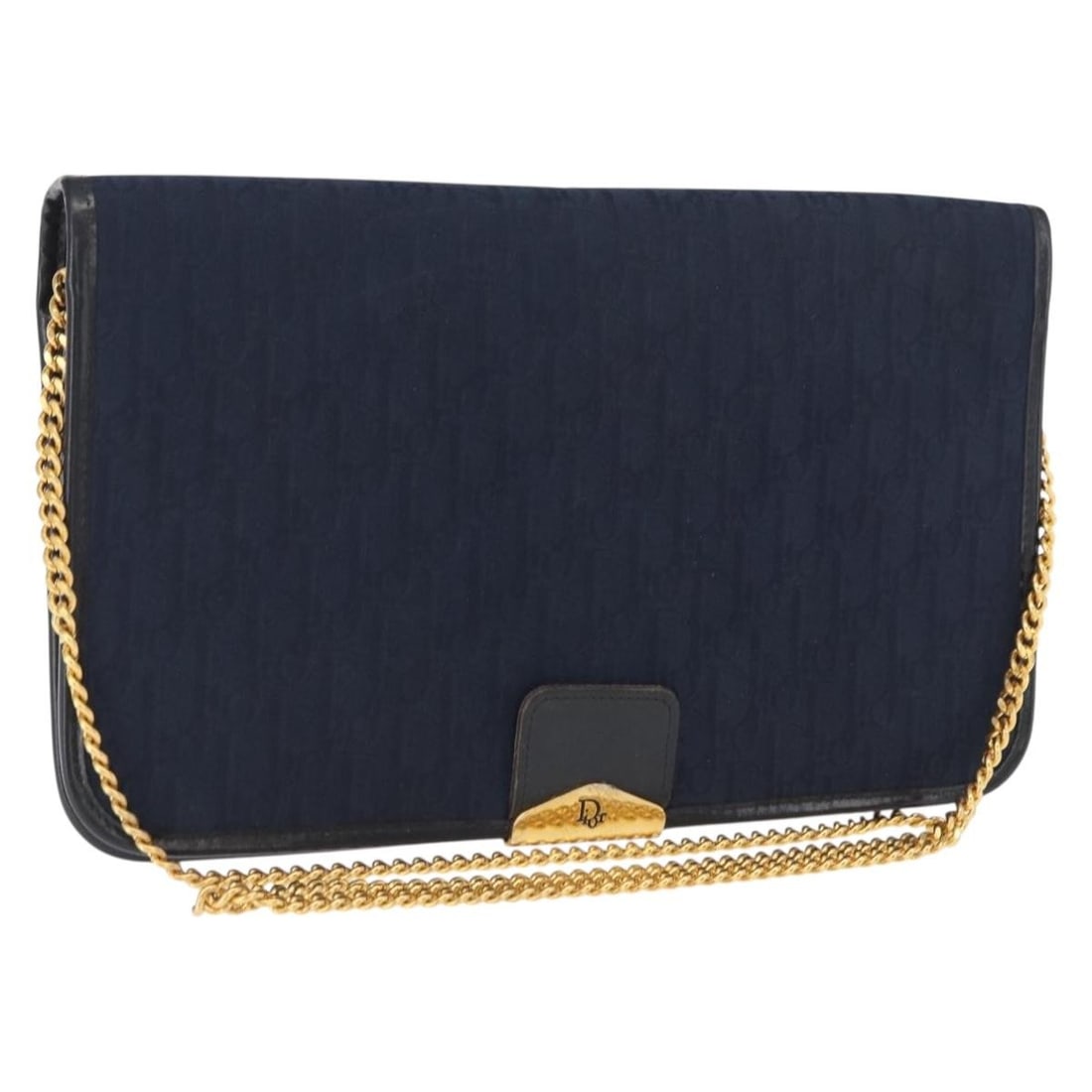 Navy and Gold Trotter Canvas Shoulder Bag by Christian Dior: Navy and Gold Trotter Canvas Shoulder Bag by Christian Dior This Christian Dior shoulder bag features the iconic Trotter canvas in navy and gold. Designed with a compact silhouette, it includes a shou