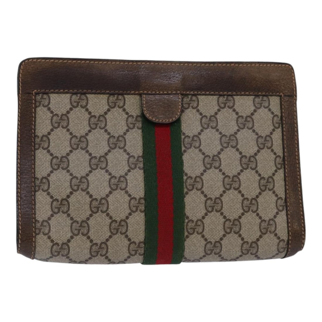 GUCCI GG Supreme Web Sherry Clutch Bag Beige Red PVC 84 01 001 Auth: GUCCI GG Supreme Web Sherry Clutch Bag Beige Red PVC 84 01 001 Auth Introducing the GUCCI GG Supreme Web Sherry Line Clutch Bag, a stylish accessory that embodies elegance and functionality. Crafted i