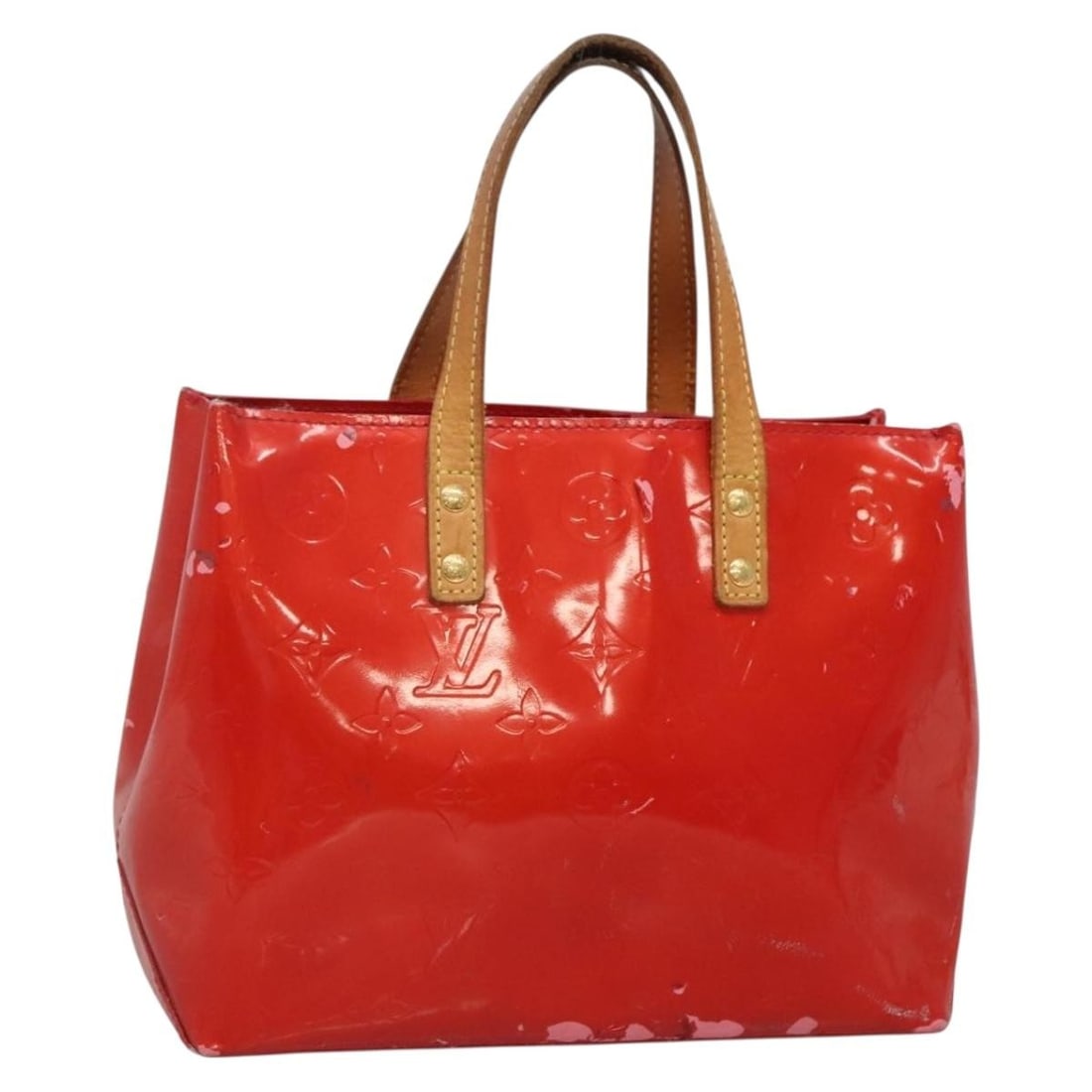 LOUIS VUITTON Monogram Vernis Reade PM Hand Bag Red M91088 Auth (1 of 18)