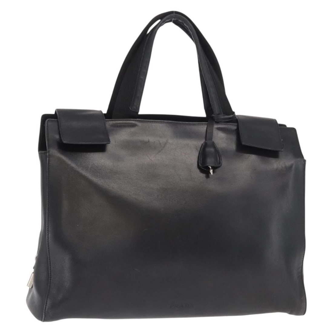 Black and Silver Leather Prada Handbag with Padlock and Accessories (1 of 18)